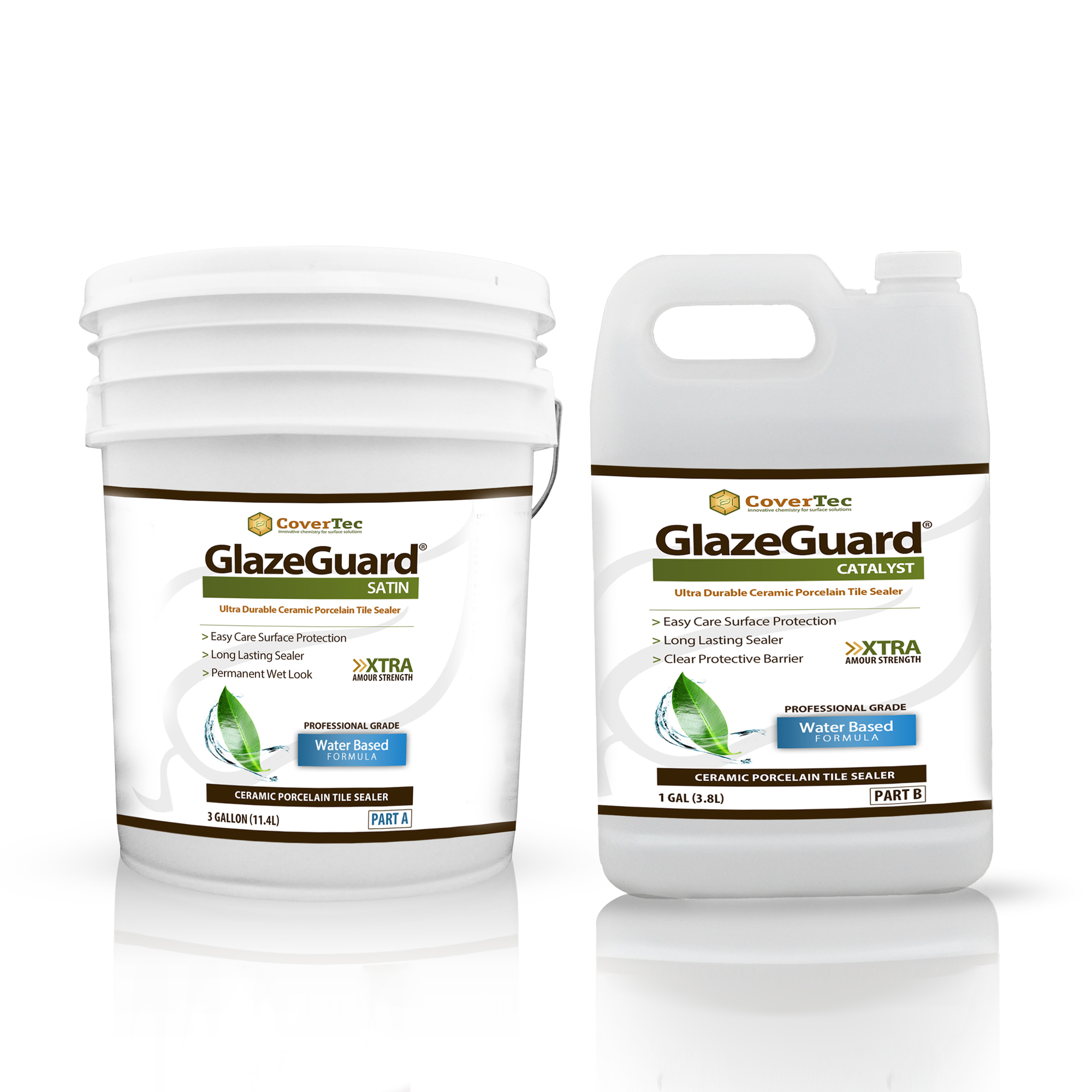 Porcelain Floor Sealer - GlazeGuard Satin Finish, Low Sheen Tile And Grout Sealer - 4 Gal Kit