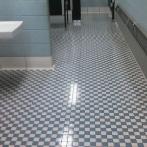a restroom floor sealed with GlazeGuard Plus anti slip non slip coating