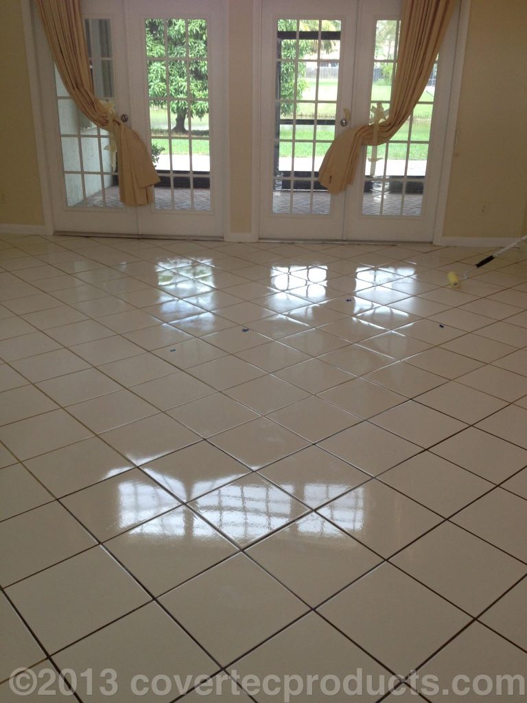 Residential living room tile and grout protection.