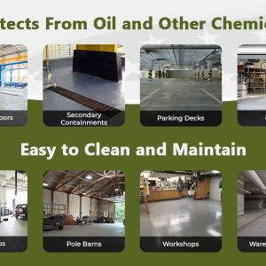 images of warehouse floor sealed with gas and oil resistant concrete sealer