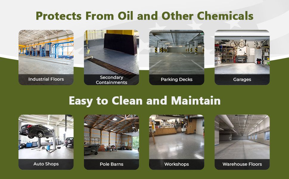 images of warehouse floor sealed with gas and oil resistant concrete sealer